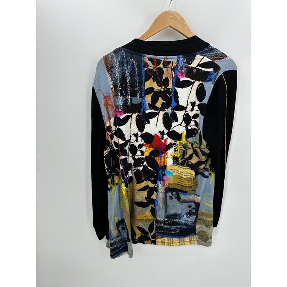 Simply Art by Dolcezza Cardigan Women XL Open Front Unique Artsy Lightweight - Picture 2 of 8